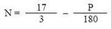 Formel2: N = 17 durch 3 minus P durch 180