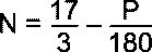 Formel N = 17 durch 3 minus P durch 180